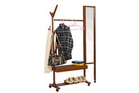 Support en bois mobile de cintre de manteau de manteau de Soild avec le miroir/étagères de rotation