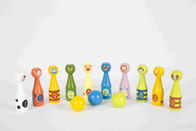 Jouets en bois de roulement d'enfant en bas âge réglé d'enfants avec 10 bornes différentes d'animaux et 3 boules de couleur