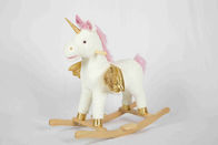 Licorne en bois de cheval de basculage de jouets d'enfant en bas âge blanc pour la haute peluche Seat de support