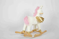 Licorne en bois de cheval de basculage de jouets d'enfant en bas âge blanc pour la haute peluche Seat de support