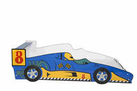 Lit en bois durable bleu d'enfant en bas âge de voiture de course avec les graphiques colorés de caractère